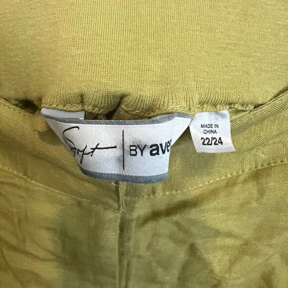 Soft by Avenue Linen Rayon Capri Pants Classic Fit Size 22/24 3X Plus Green Crop - Picture 2 of 4